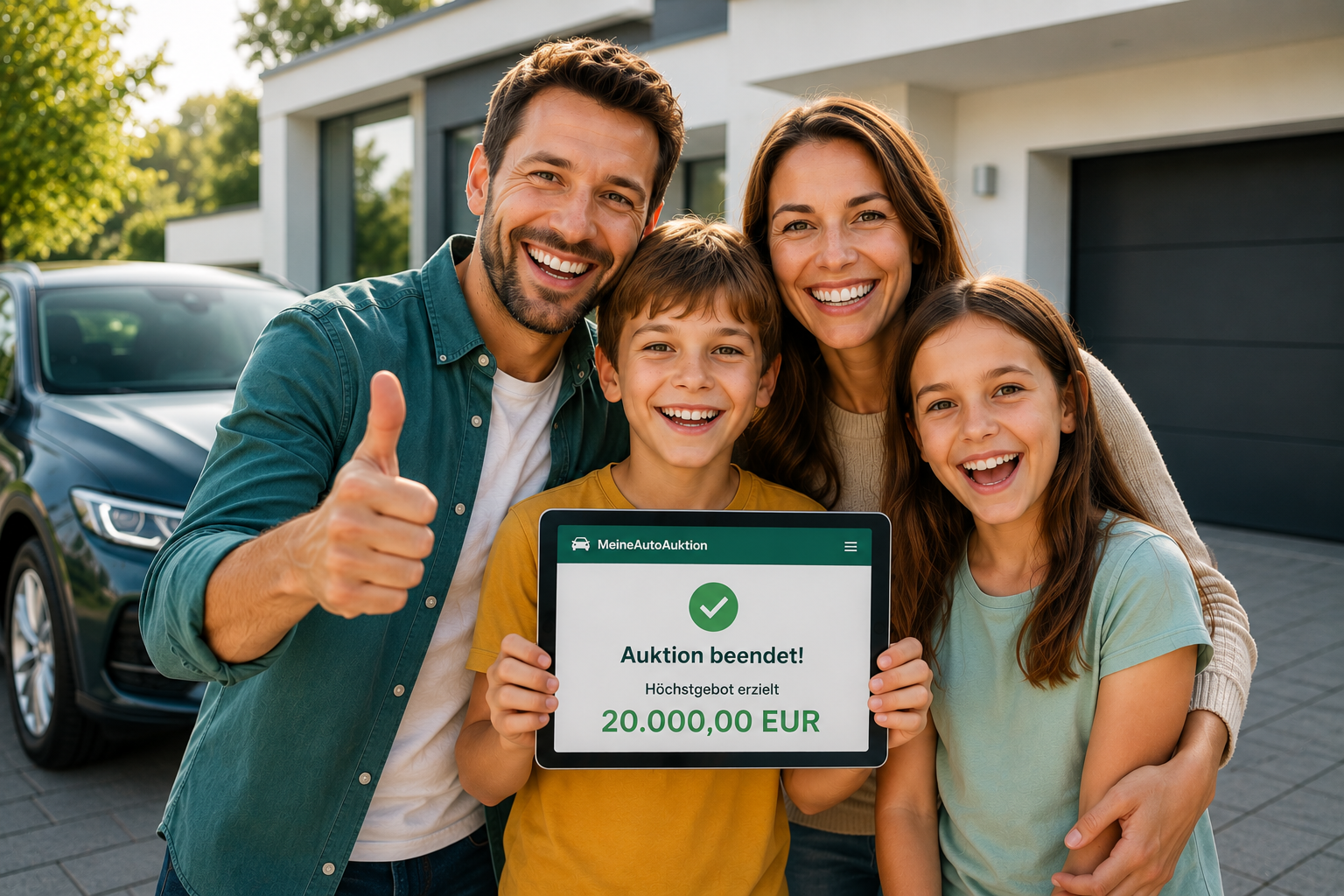 Familie informiert sich über den einfachen Autoverkauf mit MeineAutoAuktion